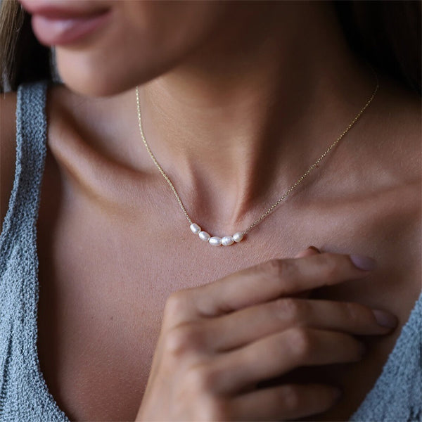 Yewelorat Pearl Detail Gold Necklace